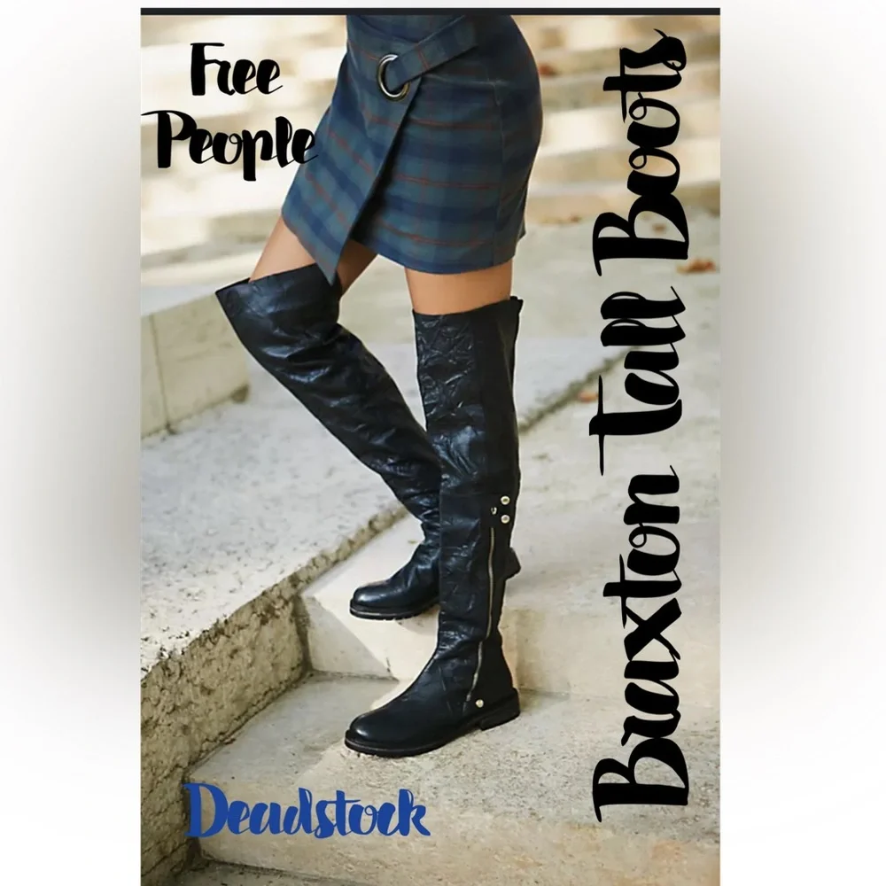 ♠️Free‎ People Black Braxton Tall Boots-NWOT- DEADSTOCK♠️